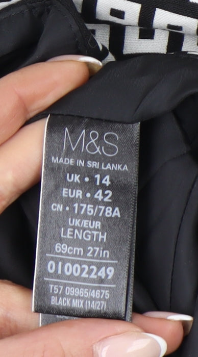 Marks and Spencer Women’s Black Geometric Pencil Skirt Size 14