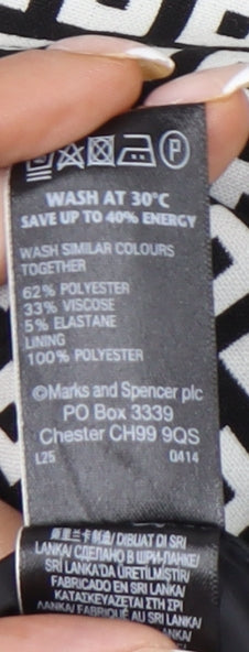 Marks and Spencer Women’s Black Geometric Pencil Skirt Size 14