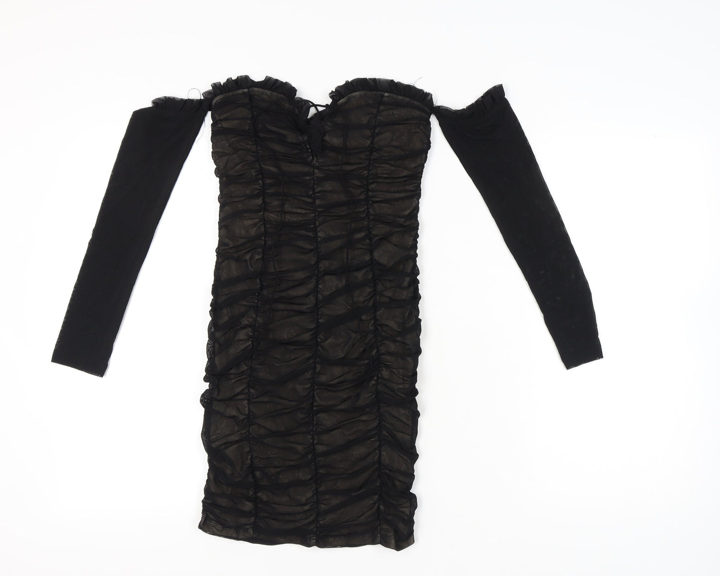 Drôle de Copine Women’s Black Ruched Off Shoulder Bodycon Dress Size S
