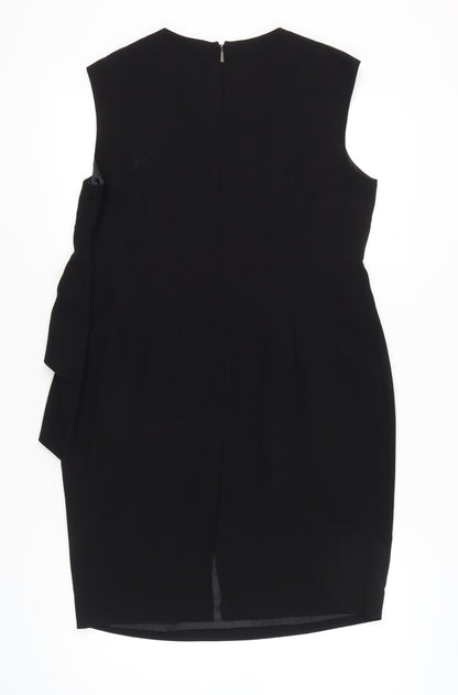 Marks and Spencer Women’s Black Sheath Dress Size 14 Ruffle Detail Sleeveless