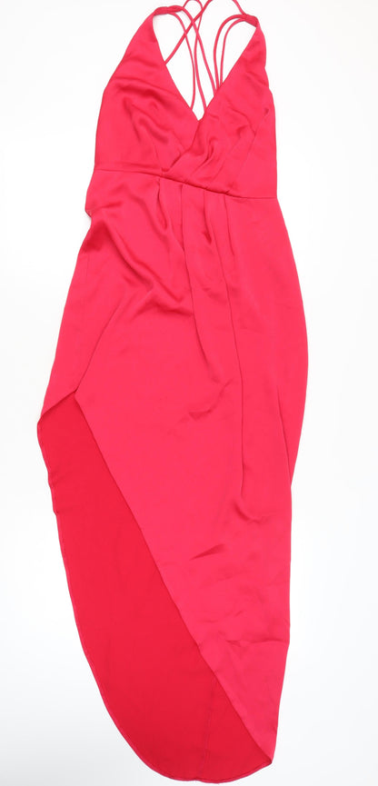ASOS Women’s Red Size 12 Hi-Low Wrap Cocktail Party Dress