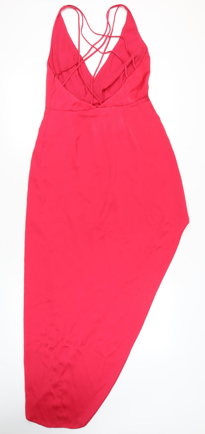ASOS Women’s Red Size 12 Hi-Low Wrap Cocktail Party Dress