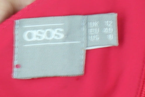 ASOS Women’s Red Size 12 Hi-Low Wrap Cocktail Party Dress