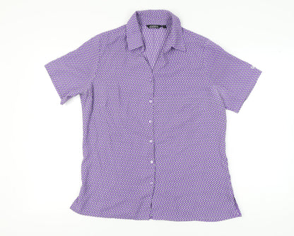 Womens UK Size 14 Vortex Purple Classic Button-Up