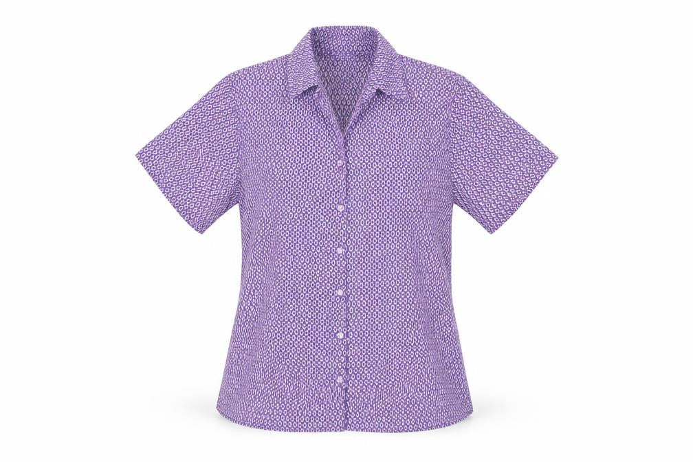 Womens UK Size 14 Vortex Purple Classic Button-Up