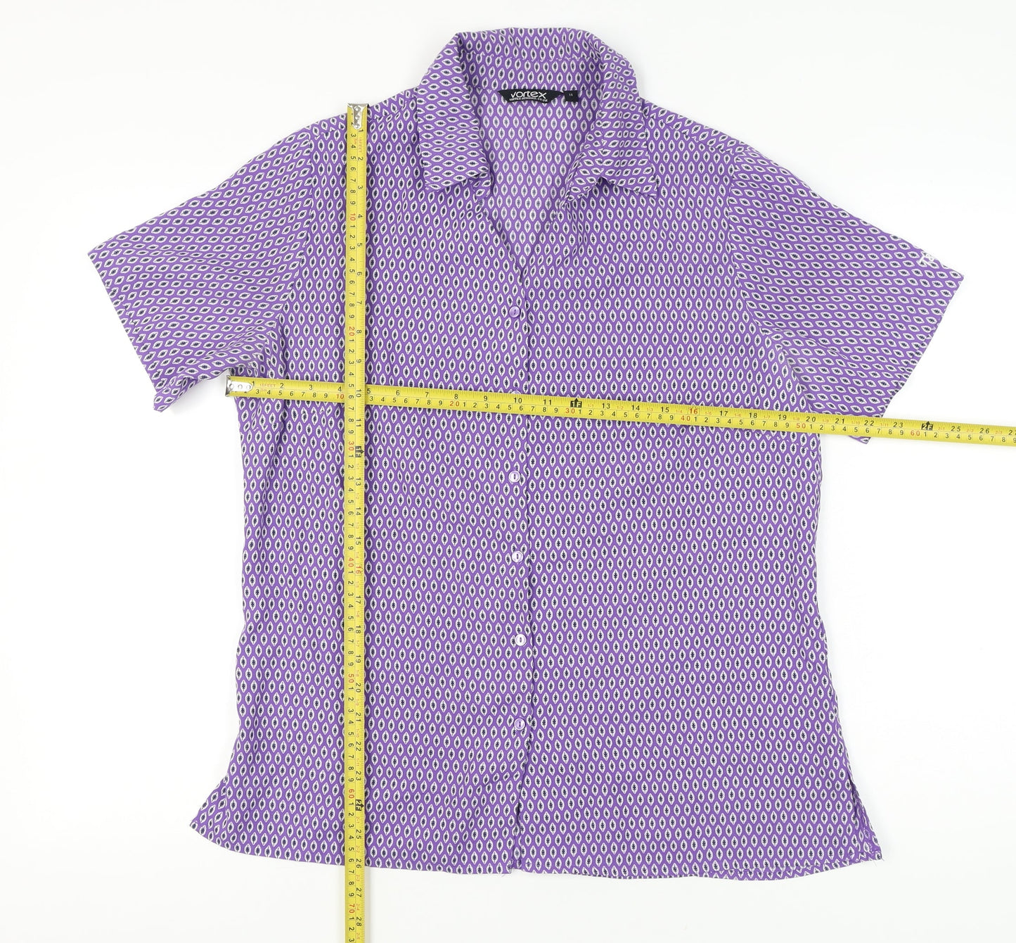 Womens UK Size 14 Vortex Purple Classic Button-Up