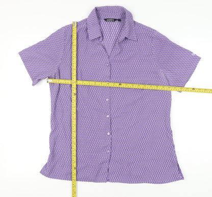 Womens UK Size 14 Vortex Purple Classic Button-Up