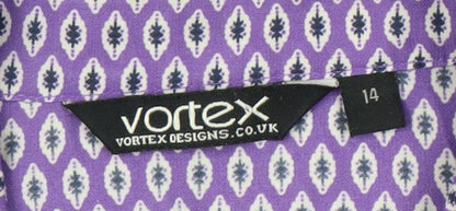Womens UK Size 14 Vortex Purple Classic Button-Up