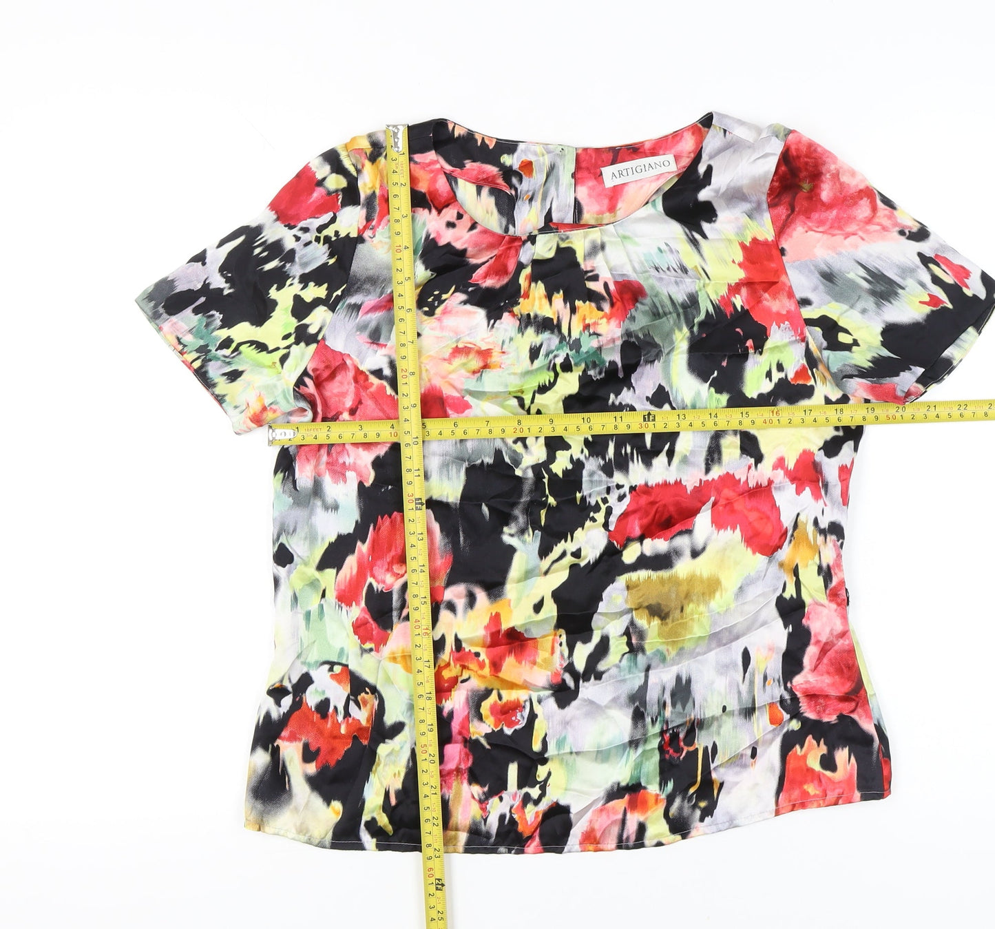 Womens UK Size 12 Artigiano Multicoloured Basic Blouse