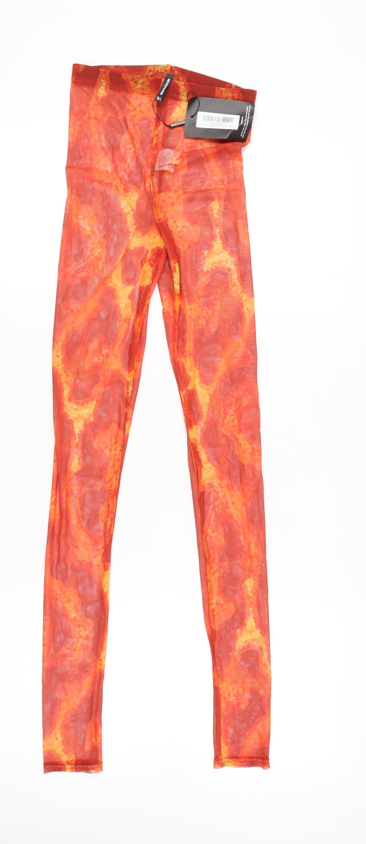 Womens UK Size 4 PRETTYLITTLETHING  Leggings Orange Leggings