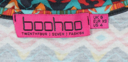 Boohoo Women’s Multicoloured XS Long Sleeve Geometric Playsuit