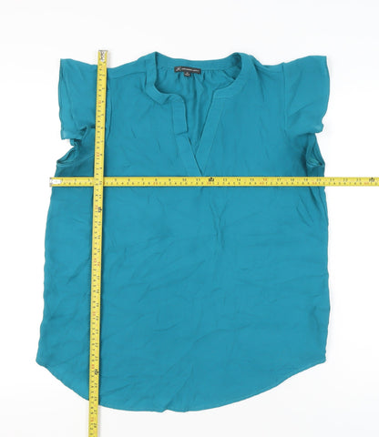 Adrianna Papell Women’s Blue Tunic Blouse V-Neck Cap Sleeve M