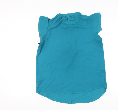 Adrianna Papell Women’s Blue Tunic Blouse V-Neck Cap Sleeve M