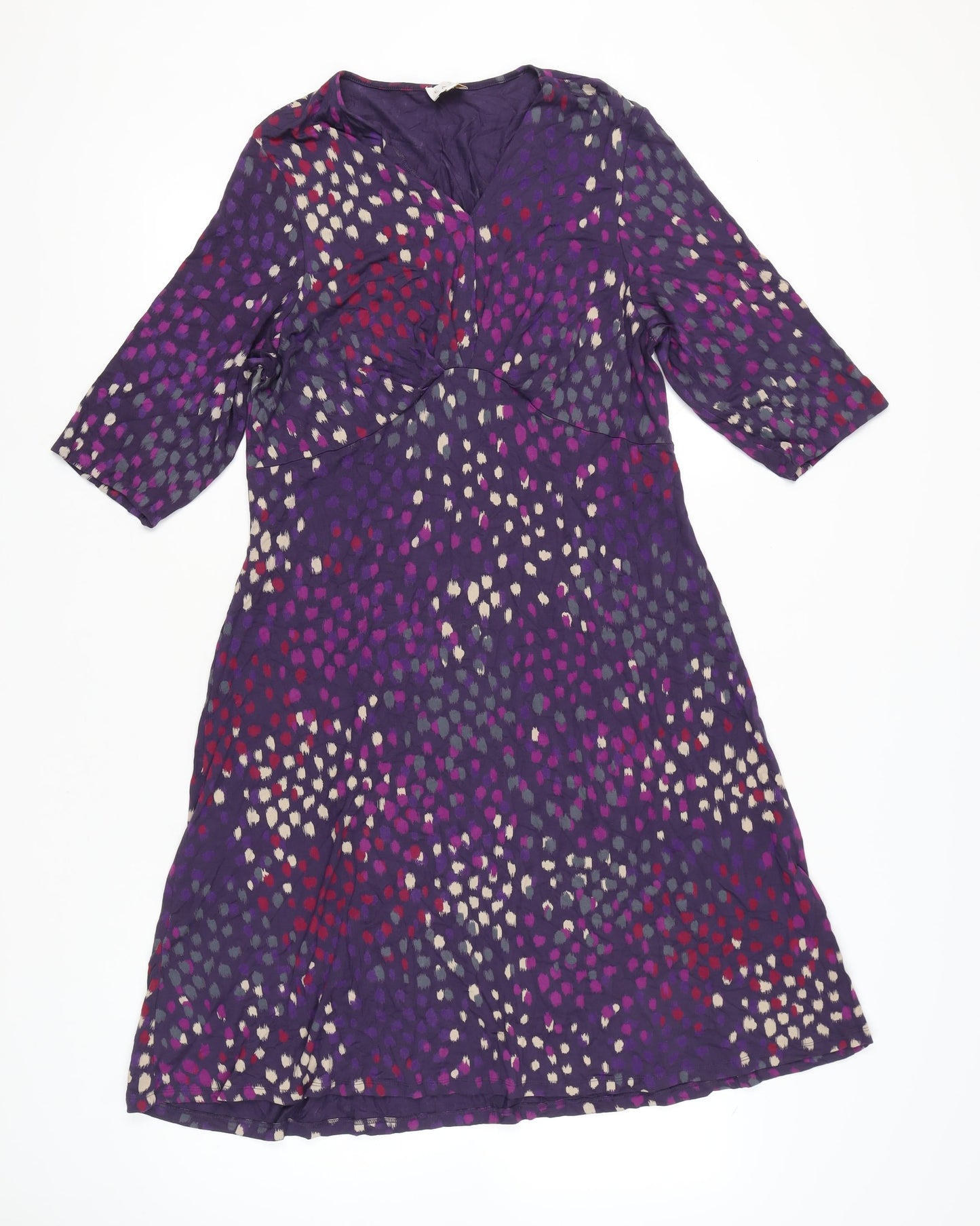 East Women’s Purple Abstract Print A-Line Knee Length Dress Size 16