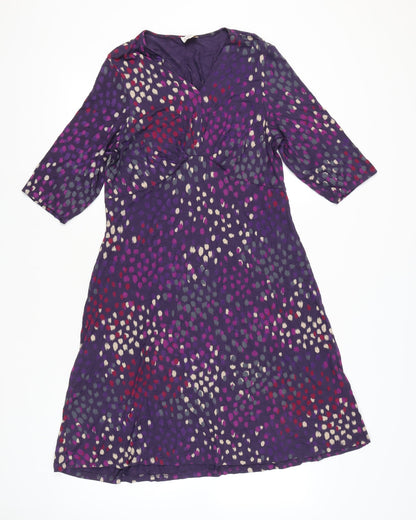 East Women’s Purple Abstract Print A-Line Knee Length Dress Size 16