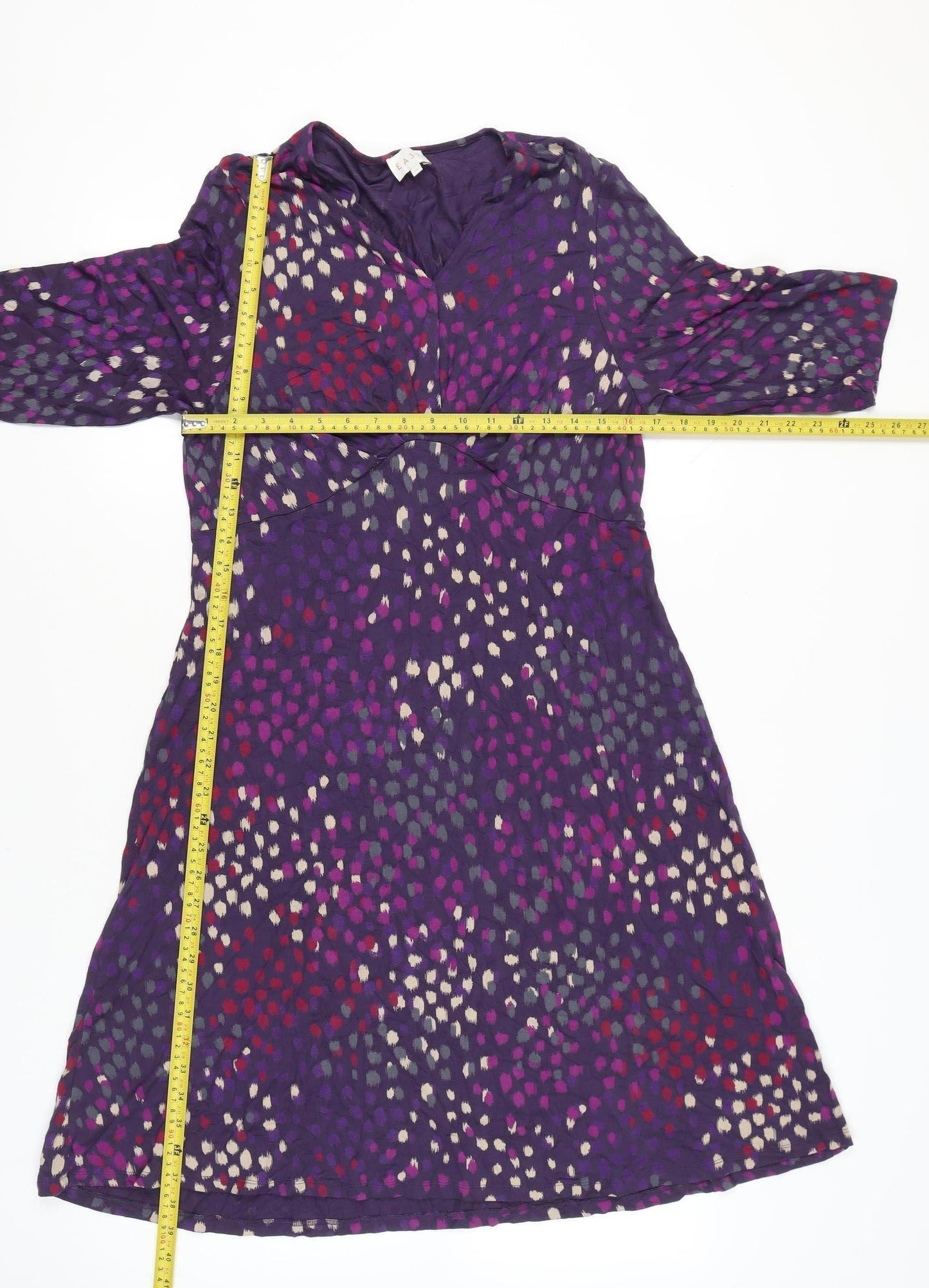 East Women’s Purple Abstract Print A-Line Knee Length Dress Size 16