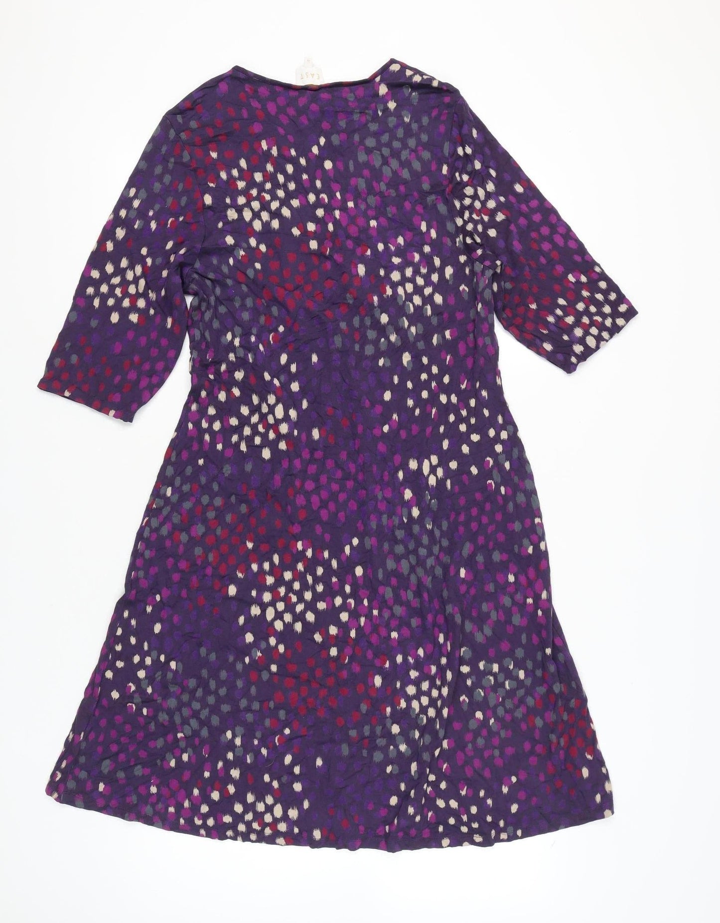 East Women’s Purple Abstract Print A-Line Knee Length Dress Size 16