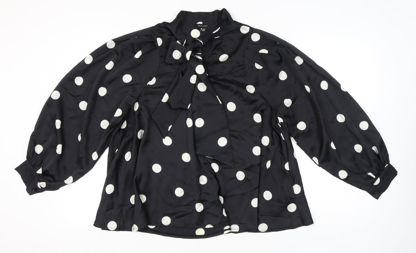New Look Women’s Black Polka Dot Long Sleeve Blouse UK 12