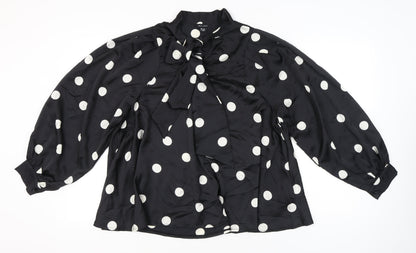 New Look Women’s Black Polka Dot Long Sleeve Blouse UK 12