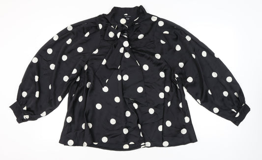New Look Women’s Black Polka Dot Long Sleeve Blouse UK 12