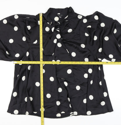 New Look Women’s Black Polka Dot Long Sleeve Blouse UK 12