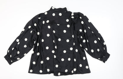 New Look Women’s Black Polka Dot Long Sleeve Blouse UK 12