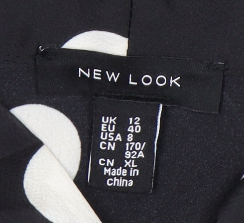 New Look Women’s Black Polka Dot Long Sleeve Blouse UK 12