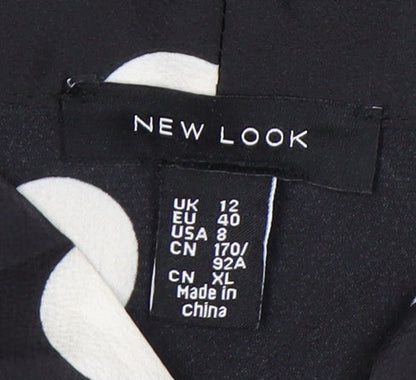 New Look Women’s Black Polka Dot Long Sleeve Blouse UK 12