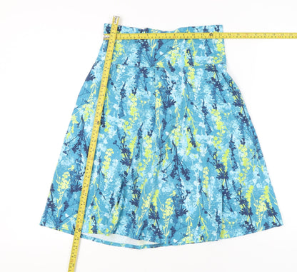 Royal Robbins Womens Blue Floral A-Line Skirt XS Knee Length Cotton Blend