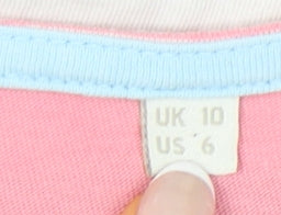 Boden Womens Pink White Brown Striped Long Sleeve Cotton T-Shirt UK 10