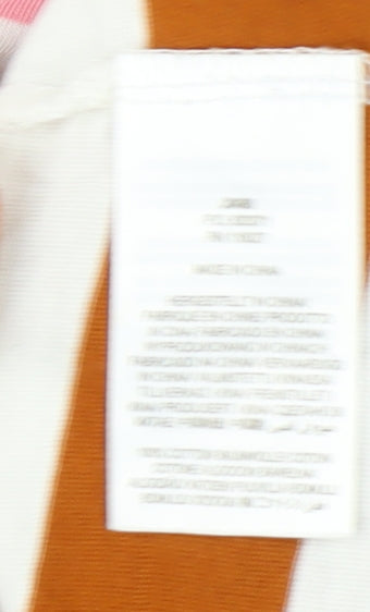 Boden Womens Pink White Brown Striped Long Sleeve Cotton T-Shirt UK 10