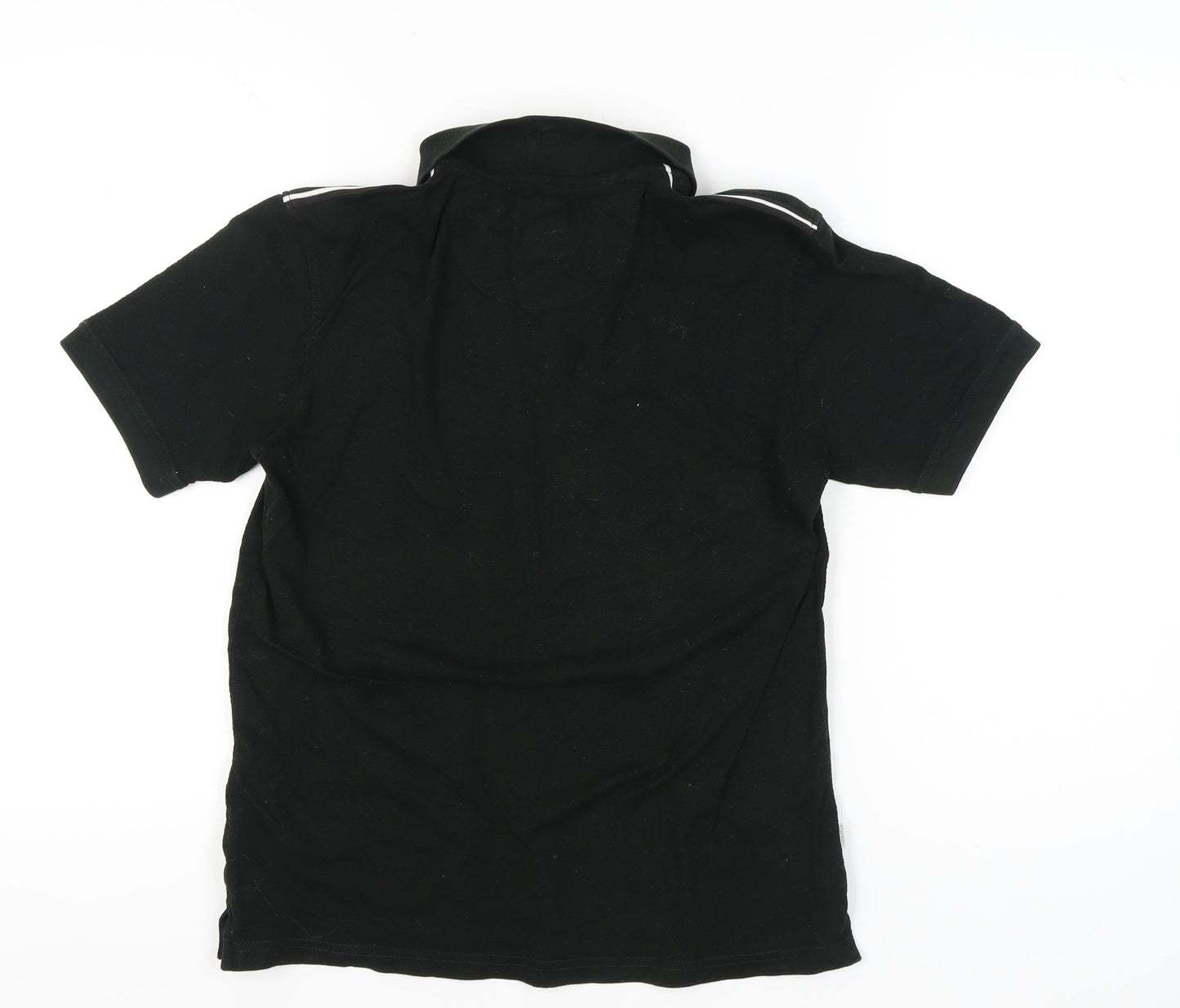 Allen Solly Men's Black Polo Shirt Size M Short Sleeve Cotton Zip Collar