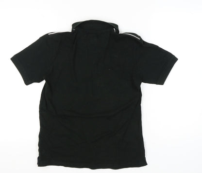 Allen Solly Men's Black Polo Shirt Size M Short Sleeve Cotton Zip Collar
