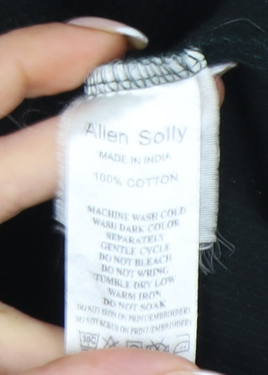 Allen Solly Men's Black Polo Shirt Size M Short Sleeve Cotton Zip Collar