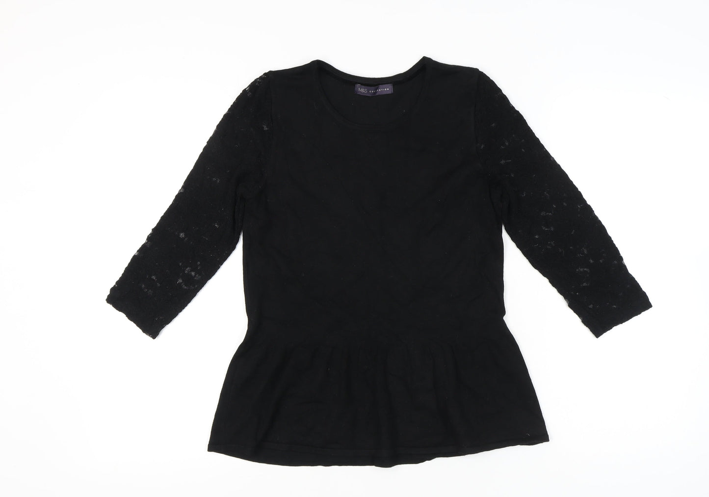 Womens UK Size 10 Marks and Spencer Black Tunic Blouse