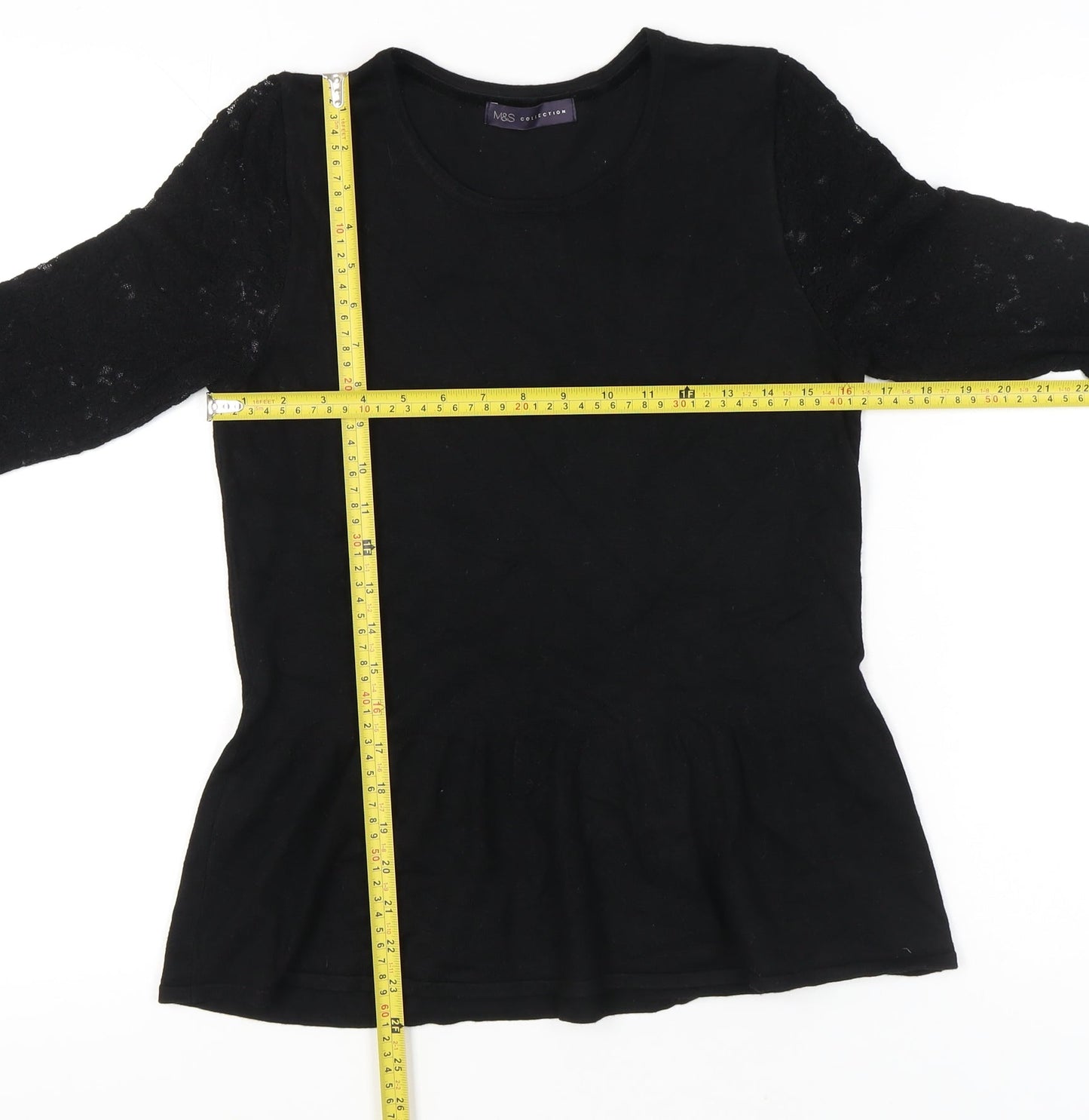 Womens UK Size 10 Marks and Spencer Black Tunic Blouse