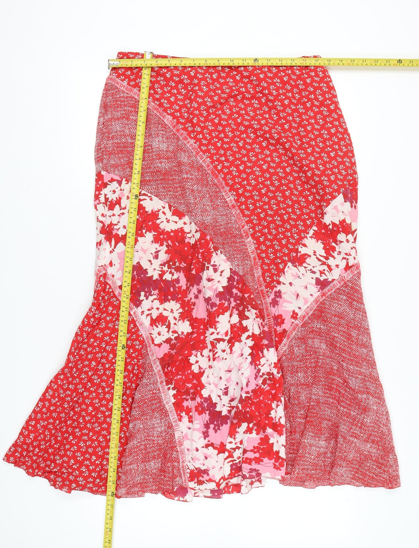 Marks and Spencer Women Red Floral Flare Midi Skirt Size 16
