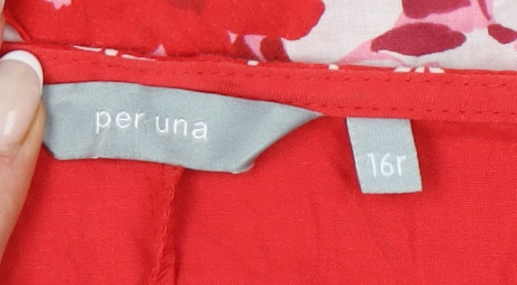 Marks and Spencer Women Red Floral Flare Midi Skirt Size 16