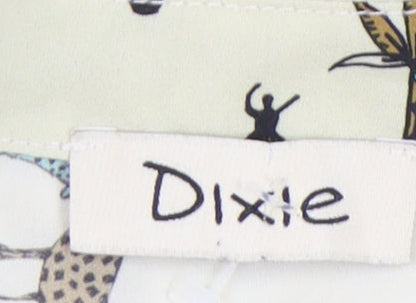 Dixie Womens Beige Animal Print Button-Up Shirt M Long Sleeve
