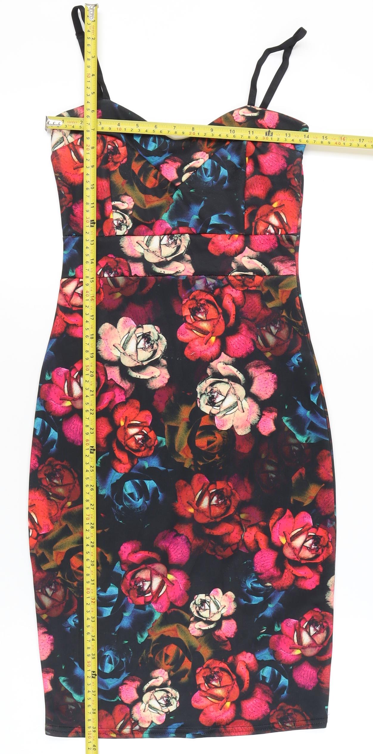 Quiz Women’s Multicoloured Floral Bodycon Dress Size 10