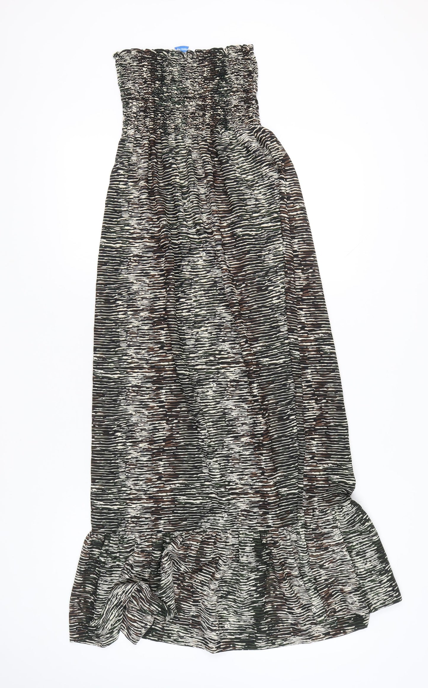 Papaya Women’s Multicoloured Strapless Midi Dress Size M Bohemian Ruffle