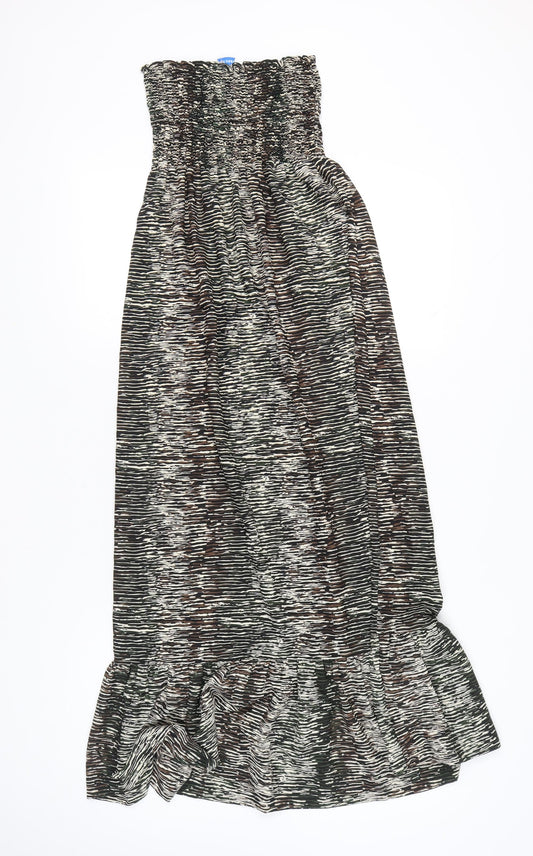 Papaya Women’s Multicoloured Strapless Midi Dress Size M Bohemian Ruffle