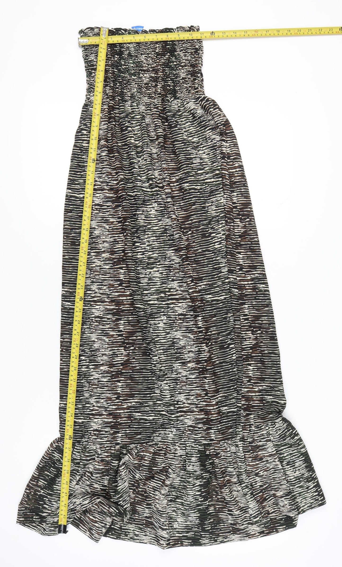 Papaya Women’s Multicoloured Strapless Midi Dress Size M Bohemian Ruffle