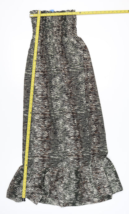 Papaya Women’s Multicoloured Strapless Midi Dress Size M Bohemian Ruffle