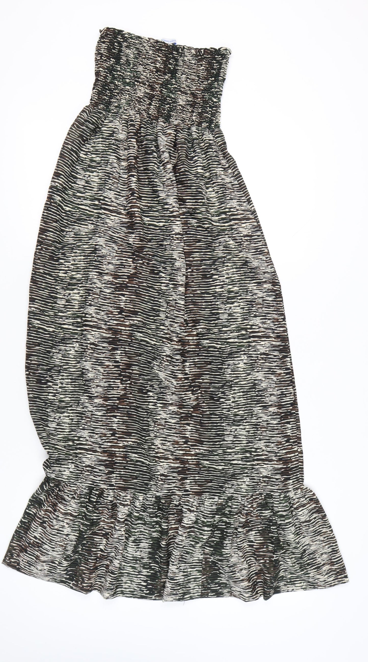 Papaya Women’s Multicoloured Strapless Midi Dress Size M Bohemian Ruffle