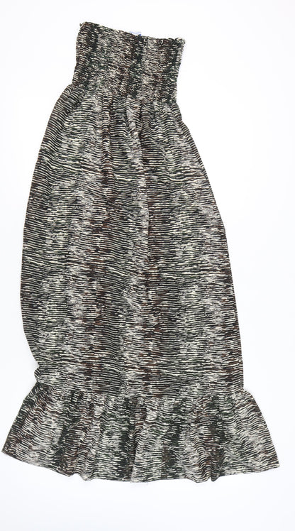 Papaya Women’s Multicoloured Strapless Midi Dress Size M Bohemian Ruffle