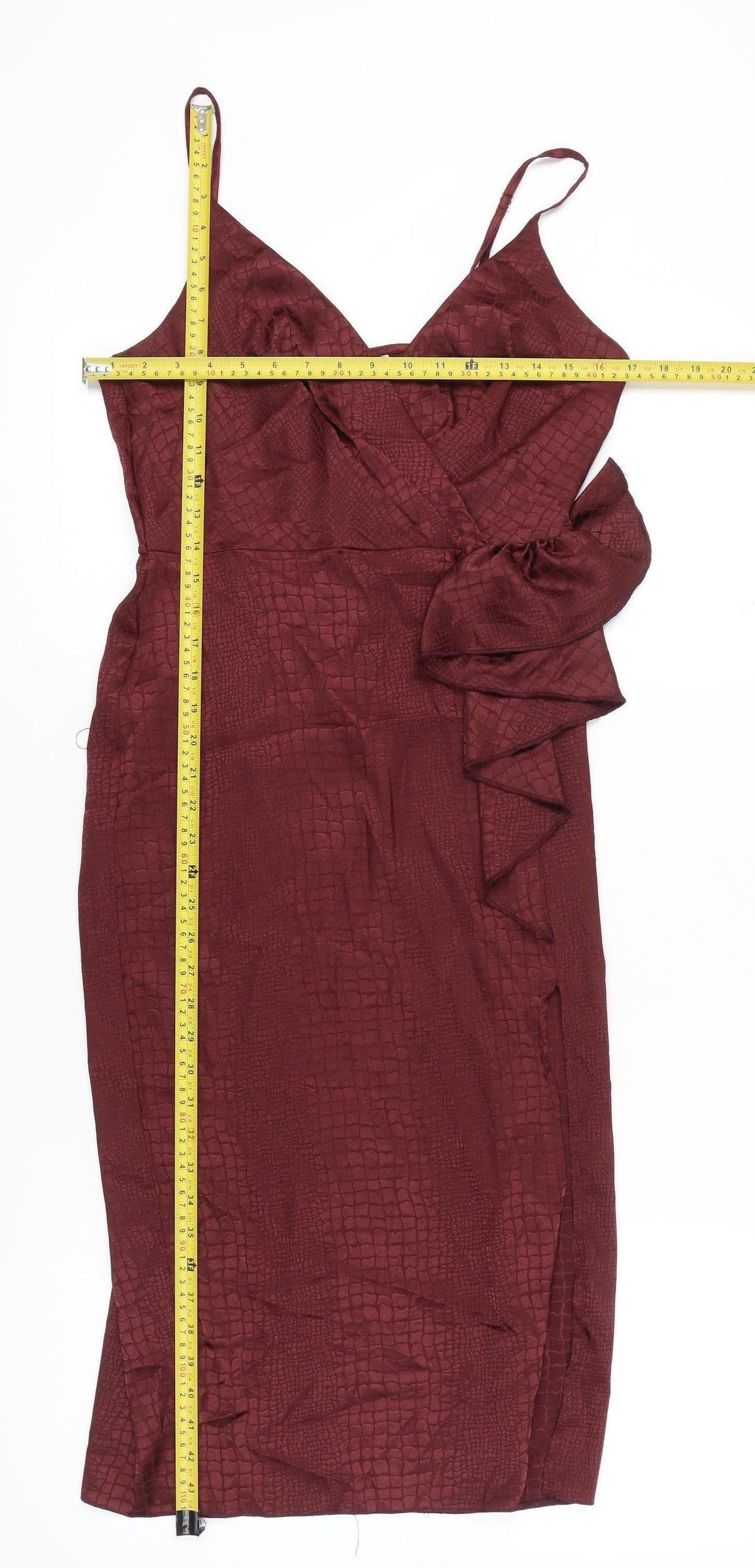 New Look Women’s Red Bodycon Dress Size 12 Ruffle Detail