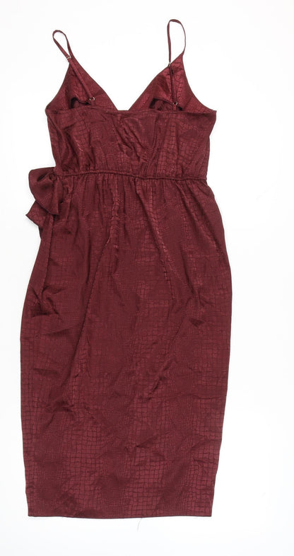 New Look Women’s Red Bodycon Dress Size 12 Ruffle Detail
