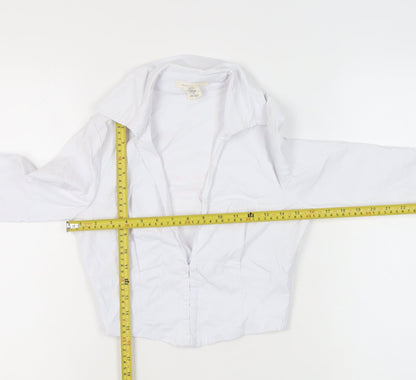 Urban Outfitters Women White Collared Cropped Blouse Size S Long Sleeve
