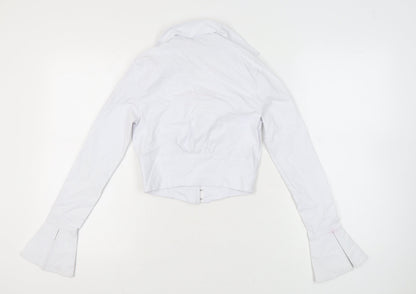 Urban Outfitters Women White Collared Cropped Blouse Size S Long Sleeve